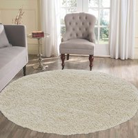 Oxford Plain Shaggy Ivory Rug Circle