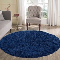 Oxford Plain Shaggy Navy Rug Circle