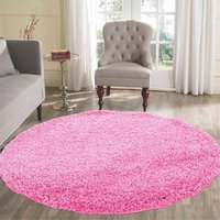 Oxford Plain Shaggy Pink Rug Circle