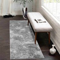 Serenity Sprayed Grunge Grey Rug Runner