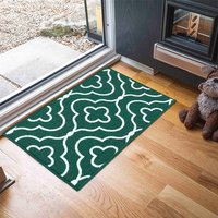 Havana Quatrefoil Washable Grey Doormat