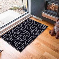 Havana Siam Cubed Trellis Washable Black Doormat