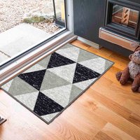 Havana Chevron Geometric Washable Grey Doormat