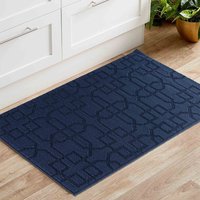 Ivy Cubed Trellis Washable Navy Doormat