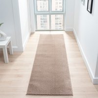Comfy Plain Washable Dark Beige Rug Runner