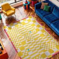 Chess Cupcake Yellow 2074 Indoor Outdoor Washable Eco Rug