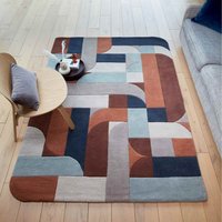 On Sale Matrix 88 Klotski Terracotta Brown Thick Wool Rug 120x170cm