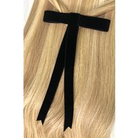 Black Velvet Skinny Hair Bow - Small