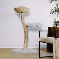 Uno Basket Wood and Woven Cat Tree Brown