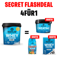 Bodylab SECRET FLASHDEAL 4für1 Whey GRATIS Creatine Zero Sirup und Whey Probe