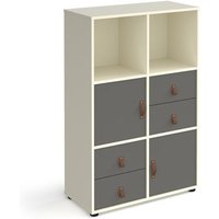 Click to view product details and reviews for Universal Cube Storage Unit 1295mm High on Glides with 2 Cupboards and 2 Sets of Drawers White with Grey Inserts.