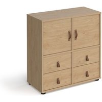 Click to view product details and reviews for Universal Cube Storage Unit 875mm High on Glides with 2 Cupboards and 2 Sets of Drawers Oak with Oak Inserts.