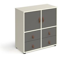 Click to view product details and reviews for Universal Cube Storage Unit 875mm High on Glides with 2 Cupboards and 2 Sets of Drawers White with Grey Inserts.