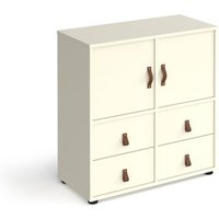 Click to view product details and reviews for Universal Cube Storage Unit 875mm High on Glides with 2 Cupboards and 2 Sets of Drawers White with White Inserts.