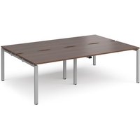 Click to view product details and reviews for Bench Desk 4 Person Rectangular Desks 2400mm Walnut Tops With Silver Frames 1600mm Depth Adapt. Click to view product details and reviews for Bench Desk 4 Person Rectangular Desks 2400mm Walnut Tops With Silver Frames 1600mm Depth Adapt.