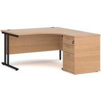 Click to view product details and reviews for Office Desk Right Hand Corner Desk 1400mm With Pedestal Beech Top With Black Frame Maestro 25. Click to view product details and reviews for Office Desk Right Hand Corner Desk 1400mm With Pedestal Beech Top With Black Frame Maestro 25.