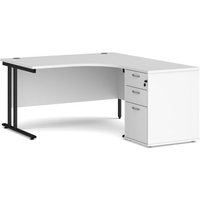 Click to view product details and reviews for Office Desk Right Hand Corner Desk 1400mm With Pedestal White Top With Black Frame Maestro 25. Click to view product details and reviews for Office Desk Right Hand Corner Desk 1400mm With Pedestal White Top With Black Frame Maestro 25.