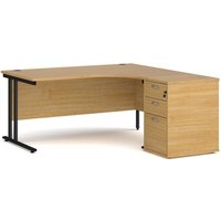 Click to view product details and reviews for Office Desk Right Hand Corner Desk 1600mm With Pedestal Oak Top With Black Frame Maestro 25. Click to view product details and reviews for Office Desk Right Hand Corner Desk 1600mm With Pedestal Oak Top With Black Frame Maestro 25.