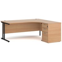 Click to view product details and reviews for Office Desk Right Hand Corner Desk 1800mm With Pedestal Beech Top With Black Frame Maestro 25. Click to view product details and reviews for Office Desk Right Hand Corner Desk 1800mm With Pedestal Beech Top With Black Frame Maestro 25.
