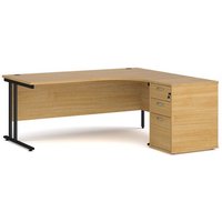 Click to view product details and reviews for Office Desk Right Hand Corner Desk 1800mm With Pedestal Oak Top With Black Frame Maestro 25. Click to view product details and reviews for Office Desk Right Hand Corner Desk 1800mm With Pedestal Oak Top With Black Frame Maestro 25.
