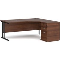 Click to view product details and reviews for Office Desk Right Hand Corner Desk 1800mm With Pedestal Walnut Top With Black Frame Maestro 25. Click to view product details and reviews for Office Desk Right Hand Corner Desk 1800mm With Pedestal Walnut Top With Black Frame Maestro 25.