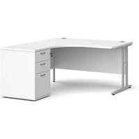 Click to view product details and reviews for Office Desk Left Hand Corner Desk 1400mm With Pedestal White Top With Silver Frame Maestro 25. Click to view product details and reviews for Office Desk Left Hand Corner Desk 1400mm With Pedestal White Top With Silver Frame Maestro 25.