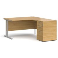 Click to view product details and reviews for Office Desk Right Hand Corner Desk 1400mm With Pedestal Oak Top With Silver Frame Maestro 25. Click to view product details and reviews for Office Desk Right Hand Corner Desk 1400mm With Pedestal Oak Top With Silver Frame Maestro 25.