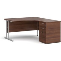 Click to view product details and reviews for Office Desk Right Hand Corner Desk 1400mm With Pedestal Walnut Top With Silver Frame Maestro 25. Click to view product details and reviews for Office Desk Right Hand Corner Desk 1400mm With Pedestal Walnut Top With Silver Frame Maestro 25.