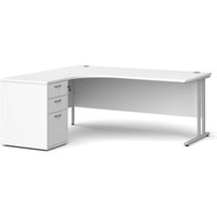 Click to view product details and reviews for Office Desk Left Hand Corner Desk 1800mm With Pedestal White Top With Silver Frame Maestro 25. Click to view product details and reviews for Office Desk Left Hand Corner Desk 1800mm With Pedestal White Top With Silver Frame Maestro 25.