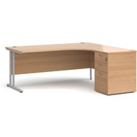 Click to view product details and reviews for Office Desk Right Hand Corner Desk 1800mm With Pedestal Beech Top With Silver Frame Maestro 25. Click to view product details and reviews for Office Desk Right Hand Corner Desk 1800mm With Pedestal Beech Top With Silver Frame Maestro 25.