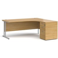 Click to view product details and reviews for Office Desk Right Hand Corner Desk 1800mm With Pedestal Oak Top With Silver Frame Maestro 25. Click to view product details and reviews for Office Desk Right Hand Corner Desk 1800mm With Pedestal Oak Top With Silver Frame Maestro 25.