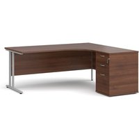 Click to view product details and reviews for Office Desk Right Hand Corner Desk 1800mm With Pedestal Walnut Top With Silver Frame Maestro 25. Click to view product details and reviews for Office Desk Right Hand Corner Desk 1800mm With Pedestal Walnut Top With Silver Frame Maestro 25.