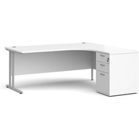 Click to view product details and reviews for Office Desk Right Hand Corner Desk 1800mm With Pedestal White Top With Silver Frame Maestro 25 Ebs18rwh. Click to view product details and reviews for Office Desk Right Hand Corner Desk 1800mm With Pedestal White Top With Silver Frame Maestro 25 Ebs18rwh.
