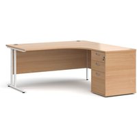 Click to view product details and reviews for Office Desk Right Hand Corner Desk 1600mm With Pedestal Beech Top With White Frame Maestro 25. Click to view product details and reviews for Office Desk Right Hand Corner Desk 1600mm With Pedestal Beech Top With White Frame Maestro 25.