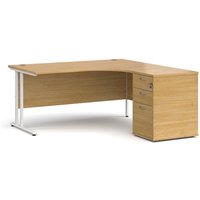 Click to view product details and reviews for Office Desk Right Hand Corner Desk 1600mm With Pedestal Oak Top With White Frame Maestro 25. Click to view product details and reviews for Office Desk Right Hand Corner Desk 1600mm With Pedestal Oak Top With White Frame Maestro 25.