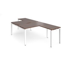 Click to view product details and reviews for Bench Desk 2 Person With Return Desks 1400mm Walnut Tops With White Frames Adapt. Click to view product details and reviews for Bench Desk 2 Person With Return Desks 1400mm Walnut Tops With White Frames Adapt.