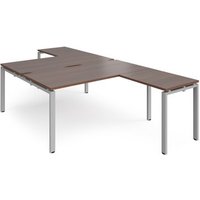 Click to view product details and reviews for Bench Desk 2 Person With Return Desks 1600mm Walnut Tops With Silver Frames Adapt. Click to view product details and reviews for Bench Desk 2 Person With Return Desks 1600mm Walnut Tops With Silver Frames Adapt.