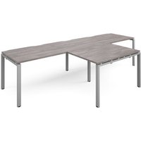 Click to view product details and reviews for Adapt Double Straight Desks 3200mm X 800mm With 800mm Return Desks Silver Frame Grey Oak Top. Click to view product details and reviews for Adapt Double Straight Desks 3200mm X 800mm With 800mm Return Desks Silver Frame Grey Oak Top.