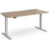Elev8 Luxe Straight Sit-Stand Desk 1600mm x 800mm - Silver Frame / Kendal Oak Top Elev8 Luxe Straight Sit-Stand Desk 1600mm x 800mm - Silver Frame / Kendal Oak Top