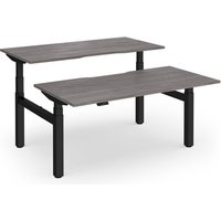 Elev8 Luxe Sit-Stand Back-To-Back Desks 1600mm x 800mm - Black Frame / Grey Oak Top Elev8 Luxe Sit-Stand Back-To-Back Desks 1600mm x 800mm - Black Frame / Grey Oak Top