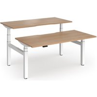 Elev8 Luxe Sit-Stand Back-To-Back Desks 1600mm x 800mm - White Frame / Beech Oak Top Elev8 Luxe Sit-Stand Back-To-Back Desks 1600mm x 800mm - White Frame / Beech Oak Top