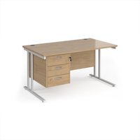 Click to view product details and reviews for Maestro 25 Straight Desk 1400mm X 800mm With 3 Drawer Pedestal White Cantilever Leg Frame Kendal Oak Top. Click to view product details and reviews for Maestro 25 Straight Desk 1400mm X 800mm With 3 Drawer Pedestal White Cantilever Leg Frame Kendal Oak Top.