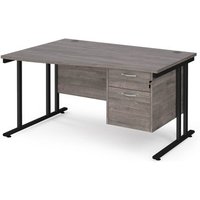 Click to view product details and reviews for Maestro 25 Left Hand Wave Desk 1400mm Wide With 2 Drawer Pedestal Black Cantilever Leg Frame Grey Oak Top. Click to view product details and reviews for Maestro 25 Left Hand Wave Desk 1400mm Wide With 2 Drawer Pedestal Black Cantilever Leg Frame Grey Oak Top.