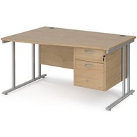 Click to view product details and reviews for Maestro 25 Left Hand Wave Desk 1400mm Wide With 2 Drawer Pedestal Silver Cantilever Leg Frame Kendal Oak Top. Click to view product details and reviews for Maestro 25 Left Hand Wave Desk 1400mm Wide With 2 Drawer Pedestal Silver Cantilever Leg Frame Kendal Oak Top.