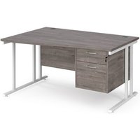 Click to view product details and reviews for Maestro 25 Left Hand Wave Desk 1400mm Wide With 2 Drawer Pedestal White Cantilever Leg Frame Grey Oak Top. Click to view product details and reviews for Maestro 25 Left Hand Wave Desk 1400mm Wide With 2 Drawer Pedestal White Cantilever Leg Frame Grey Oak Top.