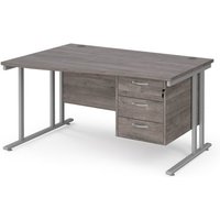 Click to view product details and reviews for Maestro 25 Left Hand Wave Desk 1400mm Wide With 3 Drawer Pedestal Silver Cantilever Leg Frame Grey Oak Top. Click to view product details and reviews for Maestro 25 Left Hand Wave Desk 1400mm Wide With 3 Drawer Pedestal Silver Cantilever Leg Frame Grey Oak Top.