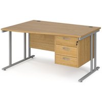 Click to view product details and reviews for Office Desk Left Hand Wave Desk 1400mm With Pedestal Oak Top With Silver Frame Maestro 25 Mc14wlp3so. Click to view product details and reviews for Office Desk Left Hand Wave Desk 1400mm With Pedestal Oak Top With Silver Frame Maestro 25 Mc14wlp3so.