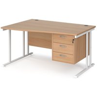 Click to view product details and reviews for Office Desk Left Hand Wave Desk 1400mm With Pedestal Beech Top With White Frame Maestro 25 Mc14wlp3whb. Click to view product details and reviews for Office Desk Left Hand Wave Desk 1400mm With Pedestal Beech Top With White Frame Maestro 25 Mc14wlp3whb.