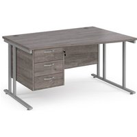 Click to view product details and reviews for Maestro 25 Right Hand Wave Desk 1400mm Wide With 3 Drawer Pedestal Silver Cantilever Leg Frame Grey Oak Top. Click to view product details and reviews for Maestro 25 Right Hand Wave Desk 1400mm Wide With 3 Drawer Pedestal Silver Cantilever Leg Frame Grey Oak Top.