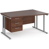Click to view product details and reviews for Office Desk Right Hand Wave Desk 1400mm With Pedestal Walnut Top With Silver Frame Maestro 25 Mc14wrp3sw. Click to view product details and reviews for Office Desk Right Hand Wave Desk 1400mm With Pedestal Walnut Top With Silver Frame Maestro 25 Mc14wrp3sw.